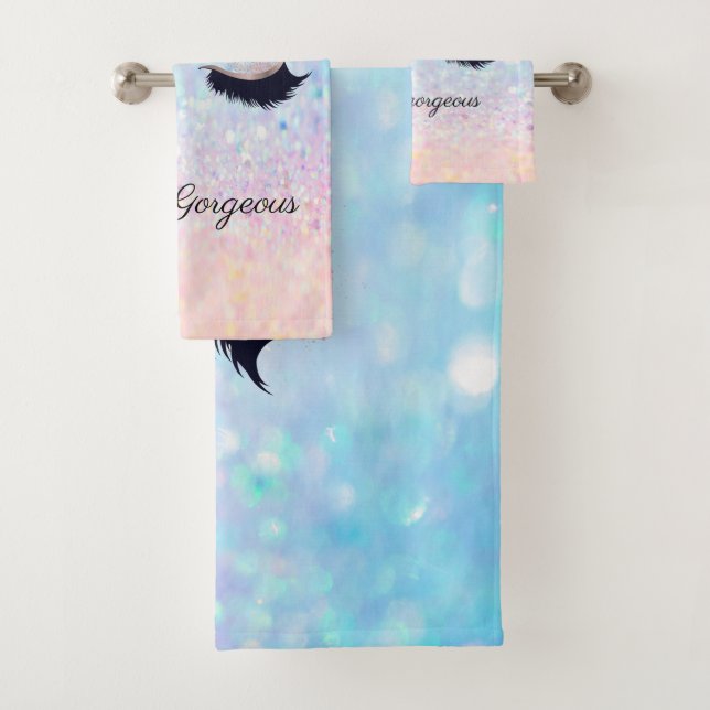 Conjunto De Toalhas Moderno Legal Ombre Faux Lashes (Insitu)