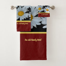 Conjunto De Toalhas Moderno romântico com textura margarida .red