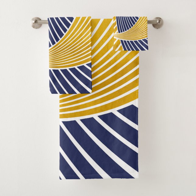 Conjunto De Toalhas Moderno, simples, elegante, ondas, linhas, faixas (Insitu)