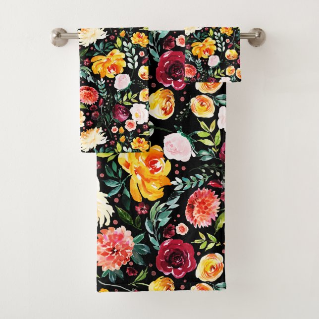 Conjunto De Toalhas Moedas aquáticas modernas padrão das flores de ver (Insitu)