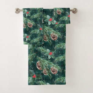 Conjunto De Toalhas Molho de Natal em aquarela com cones