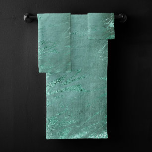Conjunto De Toalhas Molten Jade Emerald Green Luxury Marble