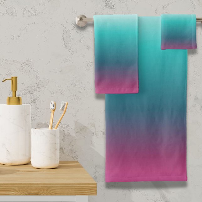 Conjunto De Toalhas mono-lavanda teal ombre turquoise mermaid (unicorn lavender teal ombre turquoise mermaid bath towel set)