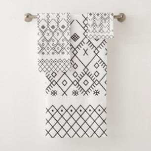 Conjunto De Toalhas Monocromo Kilim: Textura Tribal de Marrocos