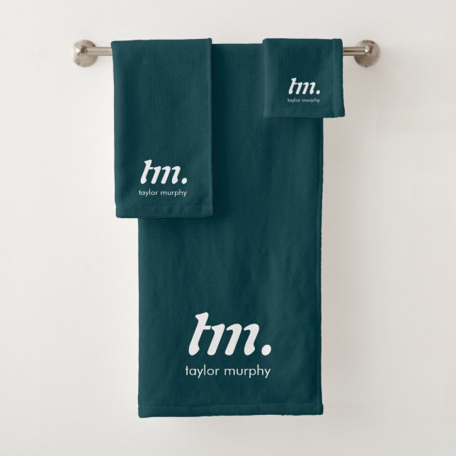 Conjunto De Toalhas Monogram Classic Elegant Minimal Mister (Insitu)