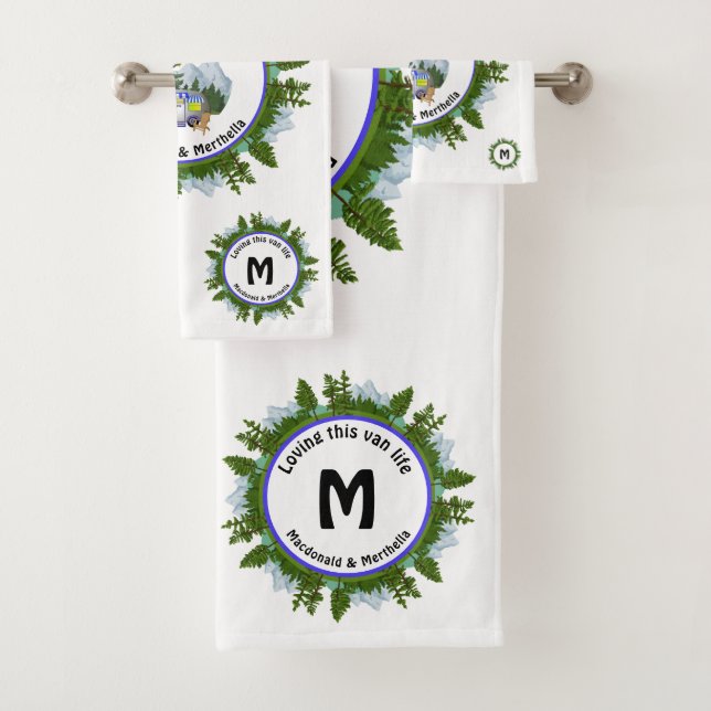 Conjunto De Toalhas MONOGRAM personalizada de Viagem de acampamento Va (Insitu)