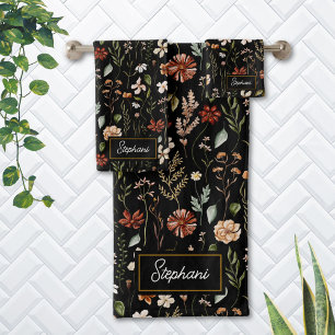 Conjunto De Toalhas Monograma Aquarela Vintage Floral de Flores Silves