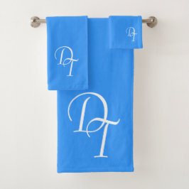 Conjunto De Toalhas Monograma - Azure brilhante