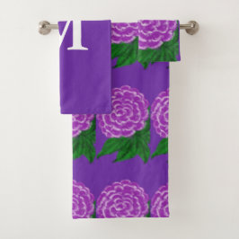 Conjunto De Toalhas Monograma Branco Violet Floral Watercolor