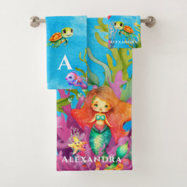 Conjunto De Toalhas Monograma Cinto Tartaruga do Mar Sereia