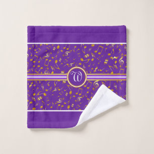 Conjunto De Toalhas Monograma clássico com notas de música Douradas