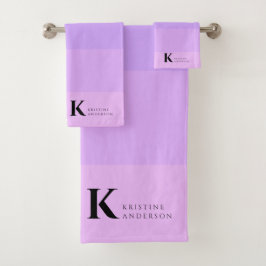 Conjunto De Toalhas Monograma Clássico de Mouro Lilaco Roxo