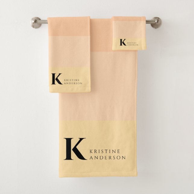 Conjunto De Toalhas Monograma Clássico de Peach Girly Gentle (Insitu)