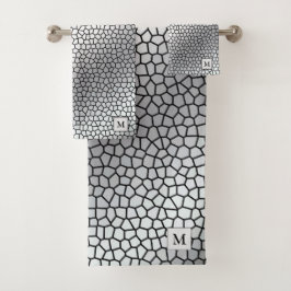 Conjunto De Toalhas Monograma com prata de vidro retido