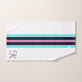 Conjunto De Toalhas Monograma Cursiva da Solteira Azul Minimalista