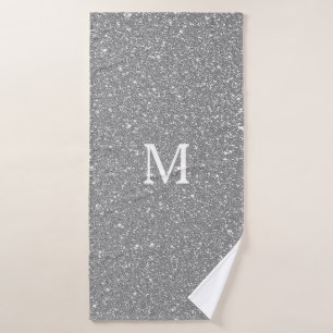 Conjunto De Toalhas Monograma da cinza com brilho Monograma Personaliz