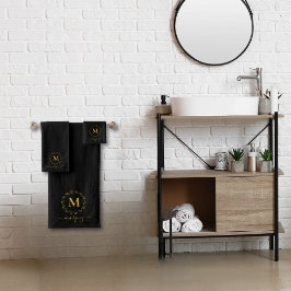 Conjunto De Toalhas Monograma da Dourada camada branca Elegante