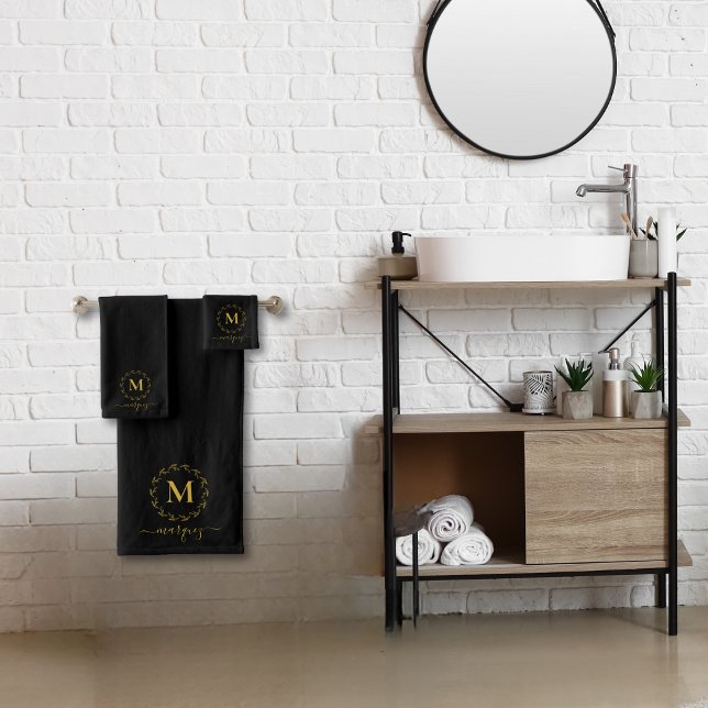 Conjunto De Toalhas Monograma da Dourada camada branca Elegante (Criador carregado)