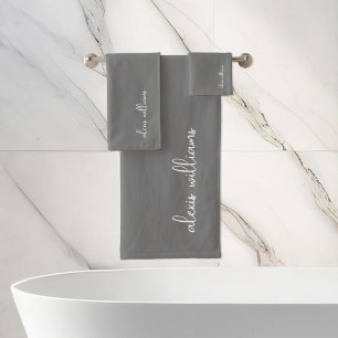 Conjunto De Toalhas Monograma de Assinatura de Script Minimalista de C