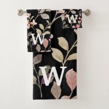 Monograma de Folhas Botânicas Rústicas em Aquarela