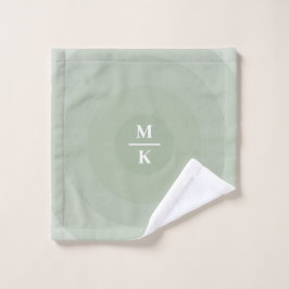 Conjunto De Toalhas Monograma de Gradação de Círculo Minimalista Verde