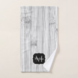 Conjunto De Toalhas Monograma de impressão de madeira de bambu de cinz