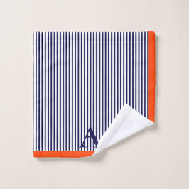 Conjunto De Toalhas Monograma De Na moda Azul E Laranja, De Cor Azul E