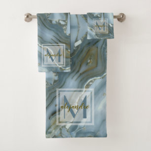 Conjunto De Toalhas Monograma de Padrão de Pedra Natural do Marble Az