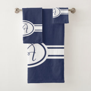 Conjunto De Toalhas Monograma de Profundidades Azuis Pantone