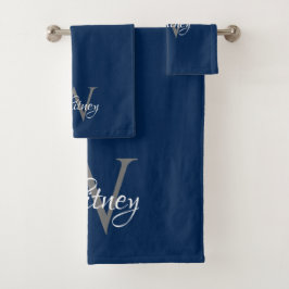 Conjunto De Toalhas Monograma de Script Inicial Personalizado