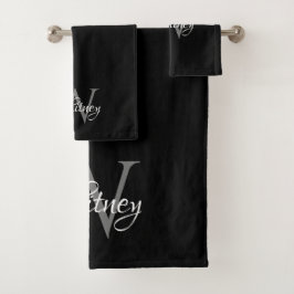 Conjunto De Toalhas Monograma de Script Inicial Personalizado