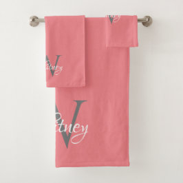 Conjunto De Toalhas Monograma de Script Inicial Personalizado