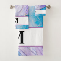 Monograma de Tinta Álcool Azul Moderno e Roxo Marc