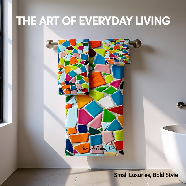 Conjunto De Toalhas Monograma do mosaico Romântico da Arte Moderna (Criador carregado)