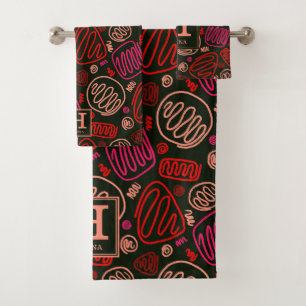 Conjunto De Toalhas Monograma do Padrão de Desenho Artístico de Linha