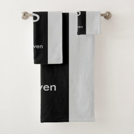 Conjunto De Toalhas Monograma Dois Tom Preto Moderno e Cinzas