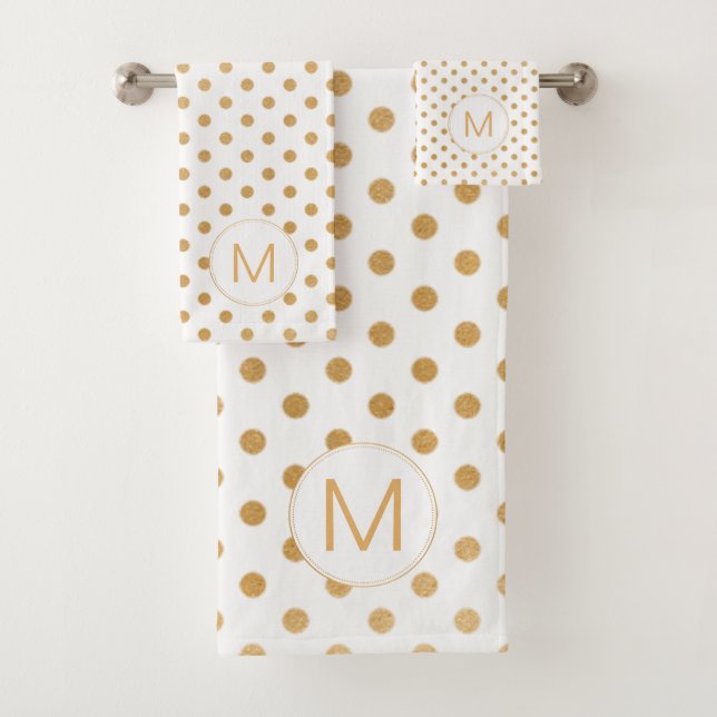 Conjunto De Toalhas Monograma Dourado, qualquer fundo de cor! (Insitu)