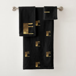 Conjunto De Toalhas Monograma E Preto e Dourada Típica Elegante