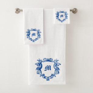 Conjunto De Toalhas Monograma Elegante Na Modelo De Dolphin Cartouche