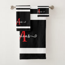Monograma Elegante Nome Personalizado Preto Branco