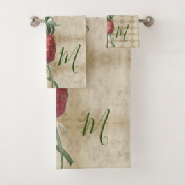 Conjunto De Toalhas Monograma Elegante Tropical de Abacaxi