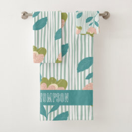 Conjunto De Toalhas Monograma feminino bonito padrão azul