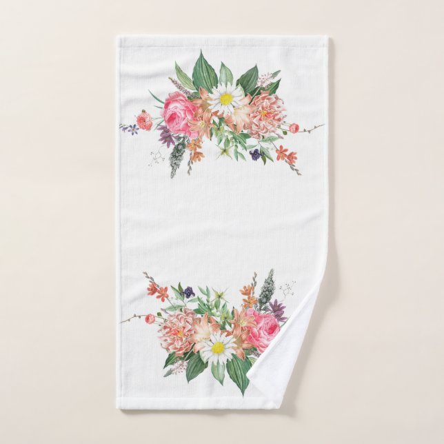 Conjunto De Toalhas Monograma Floral Elegante Coloração Chic (Toalha de mão)