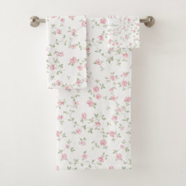 Conjunto De Toalhas Monograma Floral Romântico | Casa de Campo Vintage