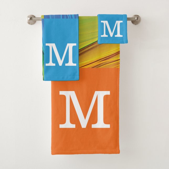 Conjunto De Toalhas Monograma geométrico colorido (Insitu)