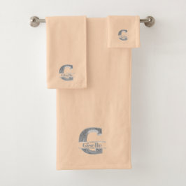 Conjunto De Toalhas Monograma Inicial de Prata G Personalizado Seu Nom