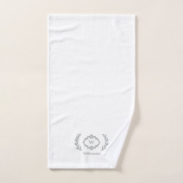 Conjunto De Toalhas Monograma Inicial Elegante Moderno Branco Cinza Te