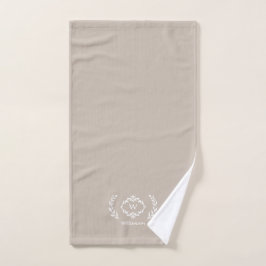 Conjunto De Toalhas Monograma Inicial Moderno Elegante Bege Branco Tan