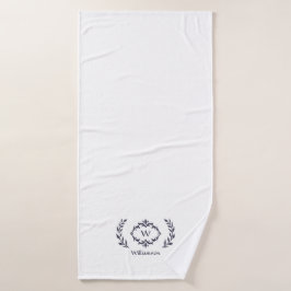 Conjunto De Toalhas Monograma Inicial Moderno Elegante Branco Azul Ten