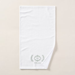Conjunto De Toalhas Monograma Inicial Moderno Elegante Branco Sage Ver
